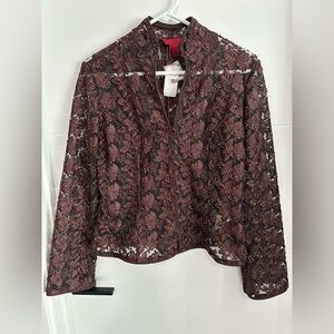 ✨NWT✨ JS Collections: Women’s Chocolate Floral Blazer- Size 6